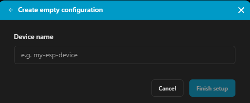 Create empty configuration画面